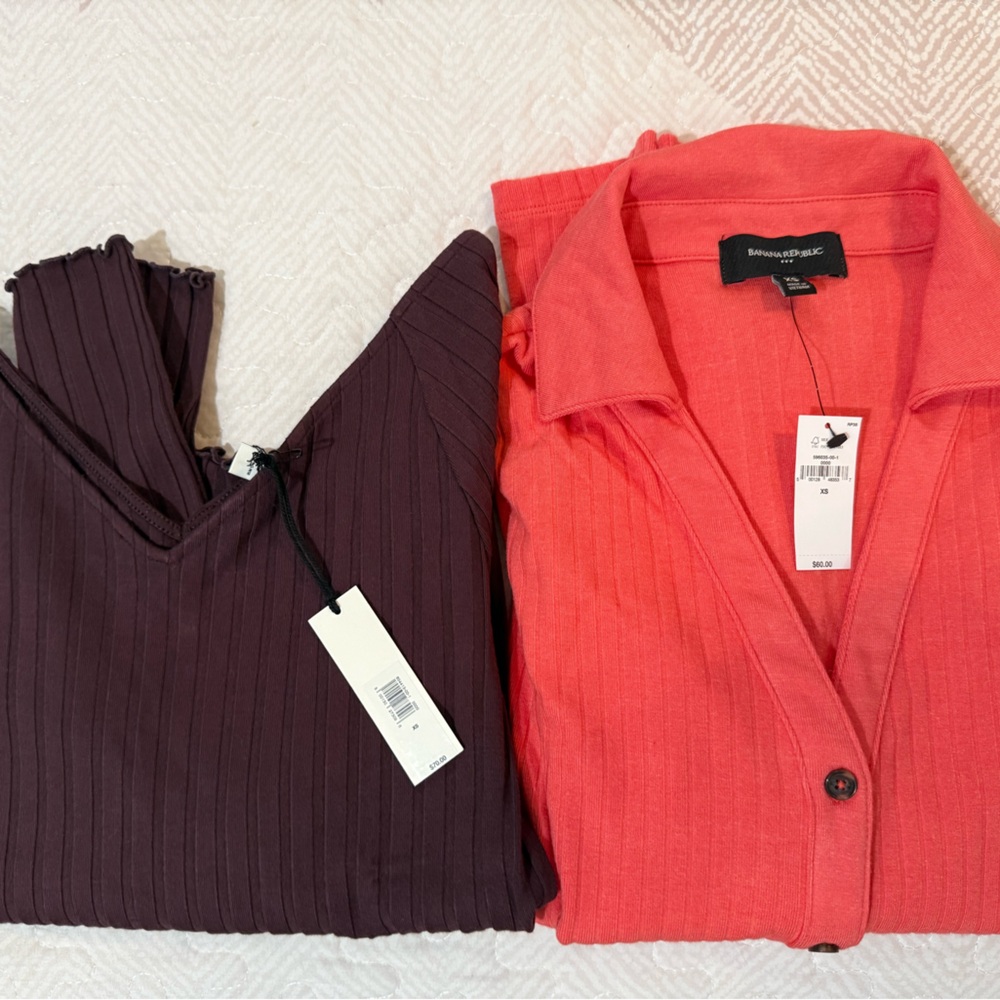 NWT 2 for 1 Price Banana Republic Women's Blouses in Coral and Plum